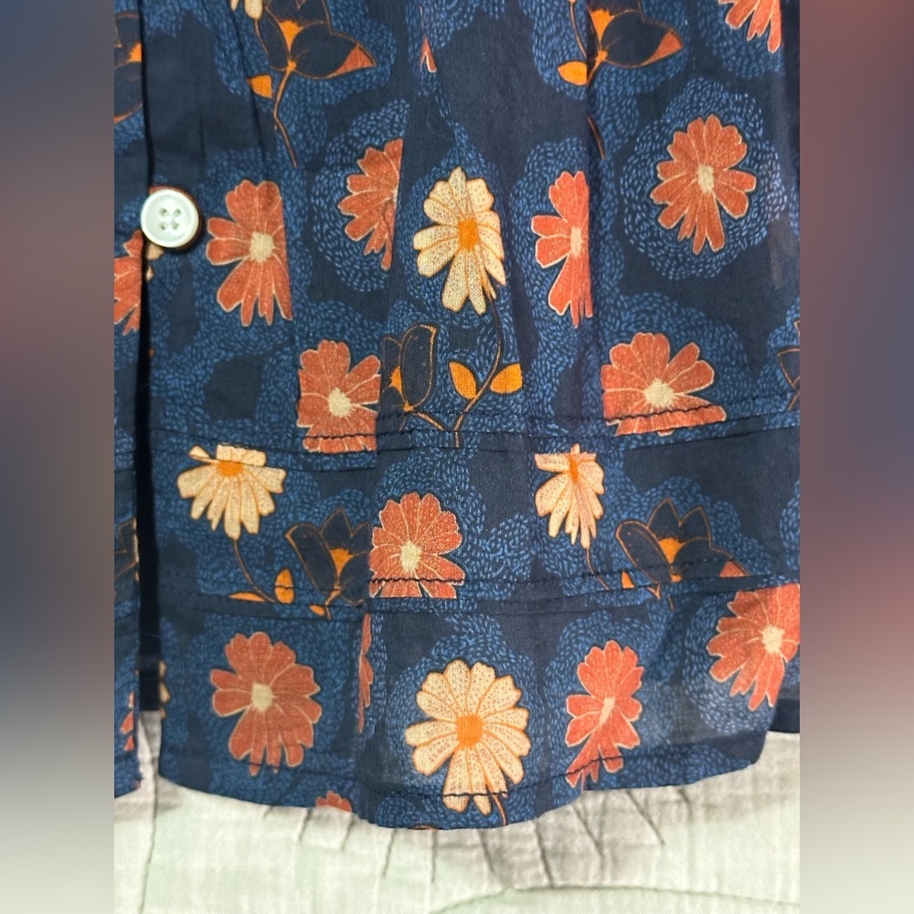 Trovata Yulia Shirt Dress Floral Blue Button Front Tiered Cotton Size M NWT - Picture 7 of 11